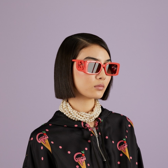 NEW GUCCI GG1325S 005 SQUARE RED WOMEN SUNGLASSES - Picture 4 of 8